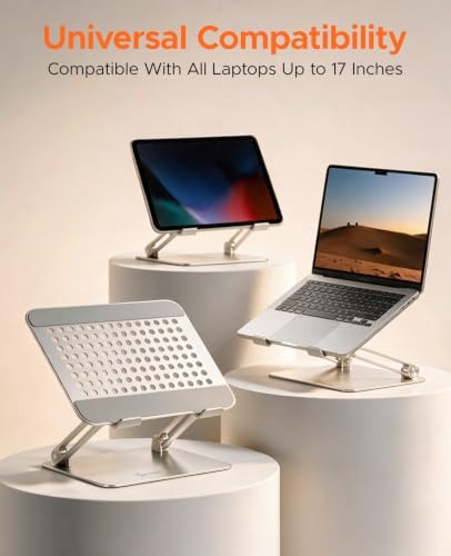 PHIXERO Height Adjustable Laptop Stand, Aluminum Laptop Riser Silver WS1 - Image 5