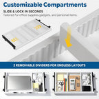 23" Under Desk Drawer Organizer Storage Tray with 2 Dividers Divider - Image 4