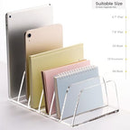 YUXUN Desk File Organizer,6-Section Acrylic Desk Organizer,Vertical File Sorter Holder Organization for Office School & Classroom (Clear - 1Pack) - Image 4