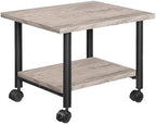 HOOBRO Printer Stand, 2-Tier Industrial Under Desk Printer Cart with Shelf, Mobile Heavy Duty Storage Rack on Wheels for Home, Office, Grey and Black BG02PS01G1 by HOOBRO