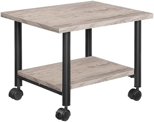 HOOBRO Printer Stand, 2-Tier Industrial Under Desk Printer Cart with Shelf, Mobile Heavy Duty Storage Rack on Wheels for Home, Office, Grey and Black BG02PS01G1 by HOOBRO