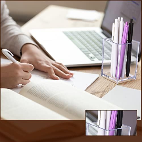 Sabary 36 Pack Acrylic Pencil Pen Holder Cup, 2.6 x 2.6 x 4 Square Storage Organizer for Pens, Colored Pencils Paintbrushes and Makeup Brush for Desk Drawers School Office Home Supplies(Transparent) - Image 4