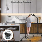 LUXSURE Tripod for iPhone with Ring Light, Overhead Camera Mount with Casters,LED Ring Light with Stand and Phone Holder,Phone Tripod with Light for Video Recording/Live Streaming/Cooking - Image 3