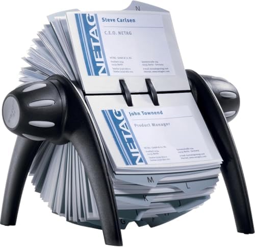 Durable Visifix Flip Rotary Business Card Holder - Includes 200 Pockets for Holding 400 Cards - Includes A-Z Index - Made from Plastic - Image 5