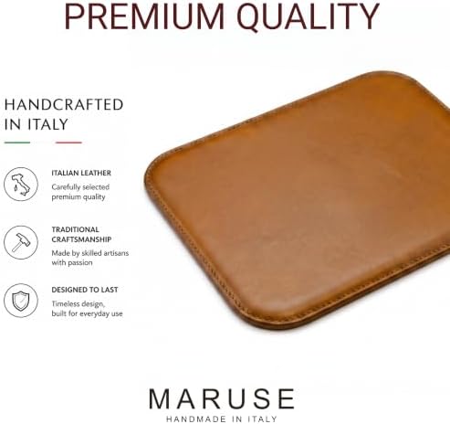 Maruse Italian Leather Mouse Pad for Home or Office Desktop, Handmade in Italy, Honey - Image 3