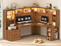 SEDETA Farmhouse 68" L Shaped Office Desk with Hutch, Storage Drawers by SEDETA