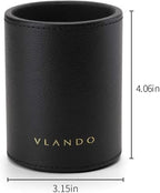 VLANDO Office Desk Organizer Leather Desktop Organizer Caddy with Drawer for Storing Desktop Supplies and Accessories (Black Set) - Image 6