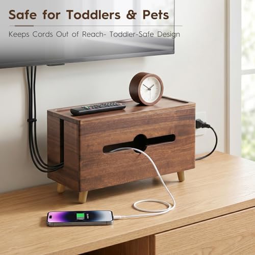 Extra Large Cable Management Box，Wood Cable Organizer Box,Power Strip Box & Organizer for Power Strip, TV Wires & Desk Cable Storage,Hide Desk Cord and Floor Cables - Image 7