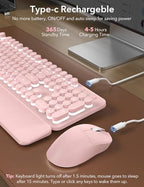 Wireless Keyboard and Mouse Backlit - Typewriter, Magnetic Wrist Rest - Image 4