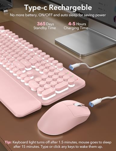 Wireless Keyboard and Mouse Backlit - Typewriter, Magnetic Wrist Rest - Image 4