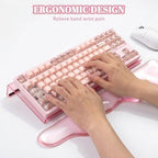 Acrylic Computer Keyboard Stand with Gel Mountain Wrist Rest Keyboard Riser with Comfortable Clear Silicone Mouse Wrist Pad Ergonomic Tilted Transparent Keyboard Holder for Desktop Office Hot Pink - Image 3