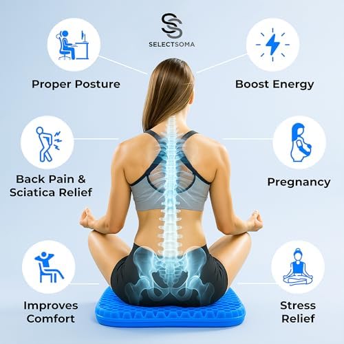 Large Gel Seat Cushion for Long Sitting, Pressure Relief for Back and Hips - Image 6