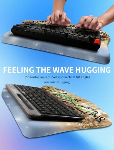 Ergonomic Wave Wrist Rest with Keyboard Stand, Cushioned Palm Rest, Comfortable Integrated Memory Foam for Natural Typing and Relieve Wrist Pain, Stay Positive - Image 4