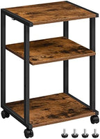 HOOBRO Mobile Printer Stand, 3-Tier Printer Cart Under Desk with Storage, Industrial Adjustable Rolling Cart, Sturdy Little Table on Wheels for Home Office BF28PS01 by HOOBRO