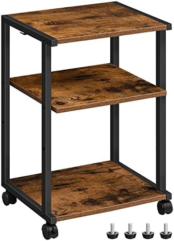 HOOBRO Mobile Printer Stand, 3-Tier Printer Cart Under Desk with Storage, Industrial Adjustable Rolling Cart, Sturdy Little Table on Wheels for Home Office BF28PS01 by HOOBRO