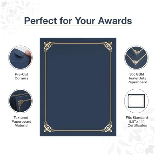 Navy Blue Certificate Holders (50 Packs), Diploma Covers Gold Foil Border - Image 4