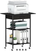 Arbuxzuy 3-Tier Printer Stand, Printer Table with Fabric Drawer, Industrial Printer Storage Cart with Wheels, Rolling Printer Stand for Heat Press Scanner Fax, Black by Arbuxzuy