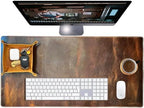 Leather Desk Mat Set (32x16) - Full Grain Large Computer Gaming Mouse Pad by RusticTown
