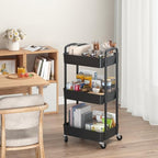 Sywhitta 3-Tier Plastic Rolling Utility Cart with Wheels for Storage,Black - Image 4