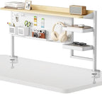 PEGZONE Clamp on Desk Shelf, 44" Desktop Shelving System, White by Pegzone