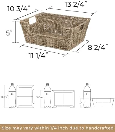 StorageWorks Pantry Baskets for Organizing, Storage Baskets, Seagrass - Image 2