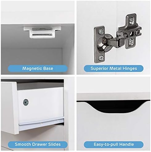 GIANTEX File Cabinet, Mobile Lateral Filing Cabinet with 5 Drawers &1 Door, Wheels, Rolling Storage Organizer for Home Office, Study Room (31”x 15.5” x 25.5”, White) - Image 6