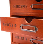 Vintage Wooden Drawers Organizer, 16-Drawer Desktop Storage Box With Drawers, Iron Label Holders, Apothecary Cabinet For Countertop Tea Coffee Pod Storage(5-Drawer/Brown) - Image 6