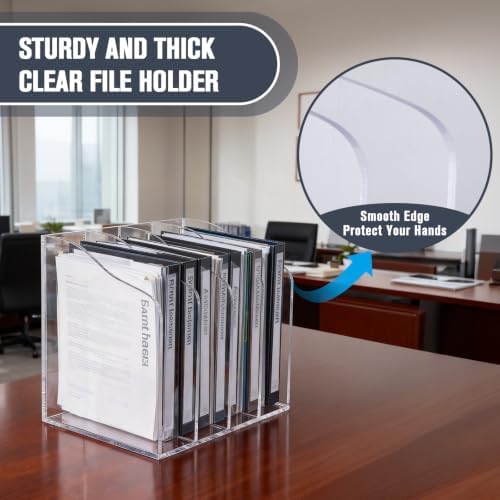 Clear Acrylic File Holder, Vertical Magazine Organizer 4-Slot for Office/Home/Classroom - Image 4