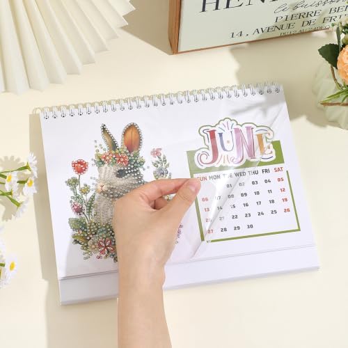 icceemee 2027 Calendar Desk Calendar DIY Diamond Painting Art with Animals theme Calendar, Monthly Flip Planner with To-Do List, Handmade Craft for Office & Home Decor Gift - Image 5