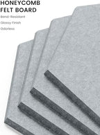 Fluxynara 12-Pack Hexagon Felt Bulletin Board Tiles, Blue Gray - Image 3