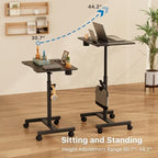 28" Mobile Standing Desk with Cup Holder & Widened Slots - Image 4
