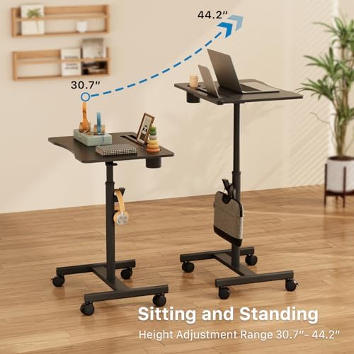 28" Mobile Standing Desk with Cup Holder & Widened Slots - Image 4