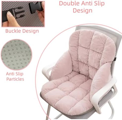LYFJMUS High Back Office Chair Cushion Soft Desk Chair Pad with Ties Rocking Chair Cushion for Office Car Home Dining Room Kitchen - Image 3