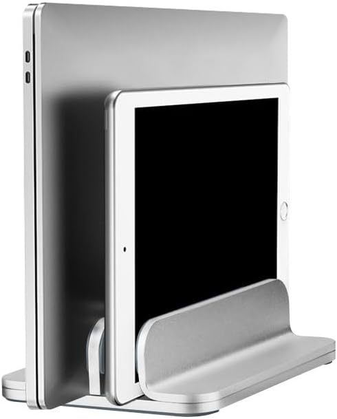 Aluminum Alloy Double Slot Storage Port Vertical Laptop Stand，laptop stand for desk，adjustable laptop stand，Applicable to all MacBook models - Image 3