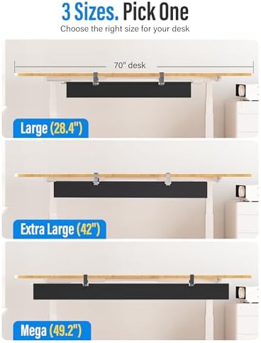 [Upgraded] Large Under Desk Cable Management Tray, Cinati Cable Management Under Desk No Drill, 42" Fabric Cord Hider for Wire Organizer, Cord Organizer for Office, Home - Supports Up to 30lbs Black - Image 5