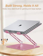 Aoviho Aluminum Laptop Stand for Desk Fit for All 10"-17.3" Laptops, Pink - Image 2