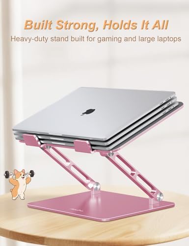 Aoviho Aluminum Laptop Stand for Desk Fit for All 10"-17.3" Laptops, Pink - Image 2