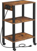 HOOBRO 3-Tier Printer Stand with Charging Station, Under Desk Printer Table, Printer Cart with Storage Shelves, Shelf for Small Spaces, for Home Office, Rustic Brown and Black BF63UPS01 by HOOBRO