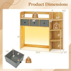 Tangkula Desktop Bookshelf with LED Lights, Dorm Desk Hutch, Burlywood - Image 3
