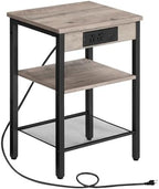 HOOBRO Side Table with Charging Station, Small End Table for Small Space by HOOBRO