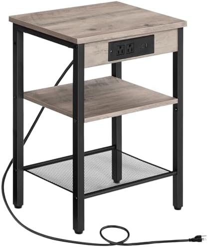 HOOBRO Side Table with Charging Station, Small End Table for Small Space by HOOBRO