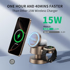 4 in 1 Magnetic Wireless Charging Station,15W Fast Charging with Night Light for MagSafe Charger Stand,3 in 1 Wireless Charger for iPhone 17/16/15/14/13 Pro Max,Apple Watch & AirPods,Sand Gold - Image 2
