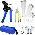 157PCS Heavy Duty 304 Stainless Steel Cable Tie Gun Kit, Includes 150PCS Metal Zip Ties(3 Sizes), Self-Locking, UV & Corrosion Resistant, for Fence, Exhaust Pipe, Chicken Coop, Farm Use by Manesi