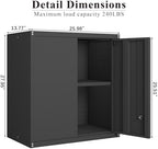 28" H Garage Storage Cabinet, Metal Garage Wall Cabinets with Doors and Shelves, Small Wall Mount Cabinet for Kitchen, Garage, Laundry Room, Pantry, Black - Image 3