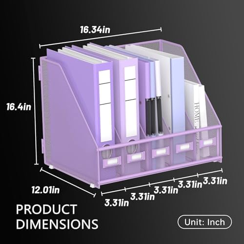DALTACK 5-Slot Magazine File Holder, Metal Binder Holder, Purple - Image 6