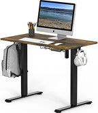 SHW 48-Inch Electric Height Adjustable Sit to Stand Desk, Rustic Brown - Image 3