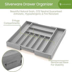 Purawood Bamboo Drawer Organizer - Expandable Silverware Organizer & Utensil Organizer, Cutlery Tray with Dividers, 7-9 Slots - Premium Kitchen Drawer Organizer for Utensils & Flatware (Grey) - Image 3