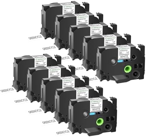 10 Pack TZe-261 36mm Label Tape Compatible for Brother Ptouch TZ-261 TZe261 by greencycle