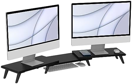 loukin Dual Monitor Stand Riser for Desk, 43.6"×8.2" Computer Stand, Black by LOUKIN