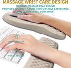 Hokafenle 2 in 1 Ergonomic Mouse Pad Wrist Support & Wrist Rest for Computer Keyboard Set, with Relieve Carpal Tunnel Pain Massage Bulge and Full Memory Gel Design (2In1 Set - Apricot) - Image 4